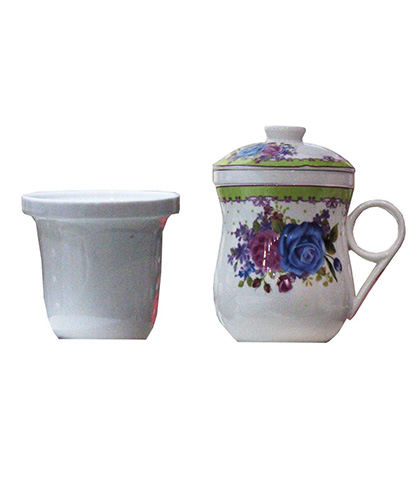 لیوان دمنوش ساز سرامیکی بانو مد مدل Flower Green محصول بانو مد Products